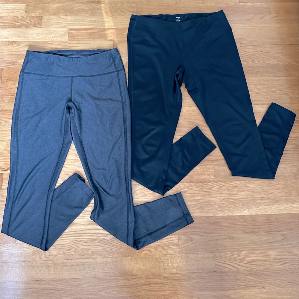 Two pairs of Z by Zella Leggings Black and Charcoal Grey Size M